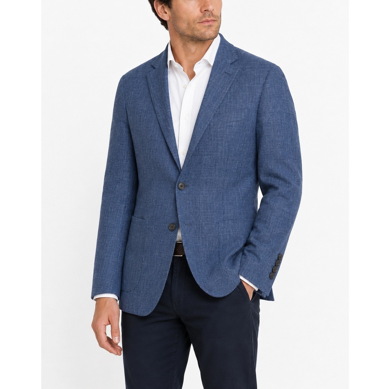 Atelier Munro Blue Wool Silk Linen Blazer Jacket Lanificio Di Pray Eu 50 Us 40